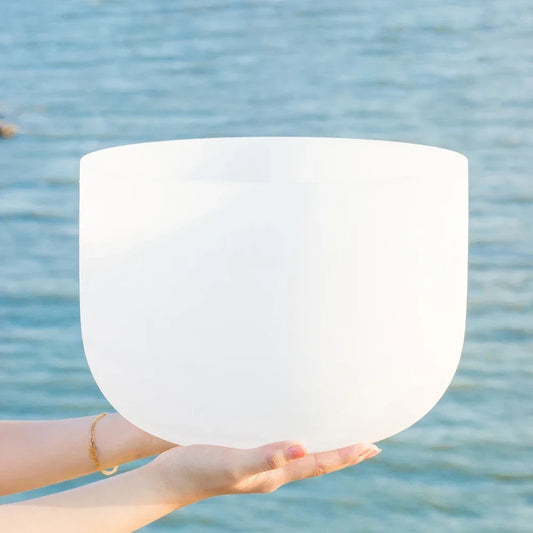 13-Inch Crystal Singing Bowl - 432/440Hz for Yoga, Meditation, and Massage - Handmade Professional Percussion Instrument