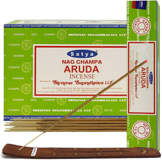 Aruda Incense Sticks with Holder Bundle - Satya Incense Collection